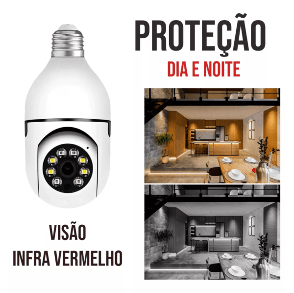 Câmera Inteligente Bocal 360° – Monitoramento Rotativo e Visão Amplificada - Imagem 2