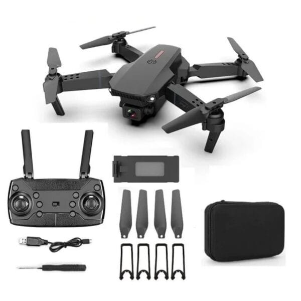 Mini Drone E88 Pro com Câmera, Controle Remoto e Bolsa – Compacto e Funcional