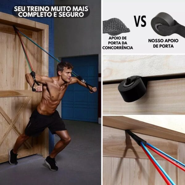 Conjunto de elastico de resitencia, fitness portátil, tornozelo cinta, expansor peito, conjunto de 11 peças - Imagem 3