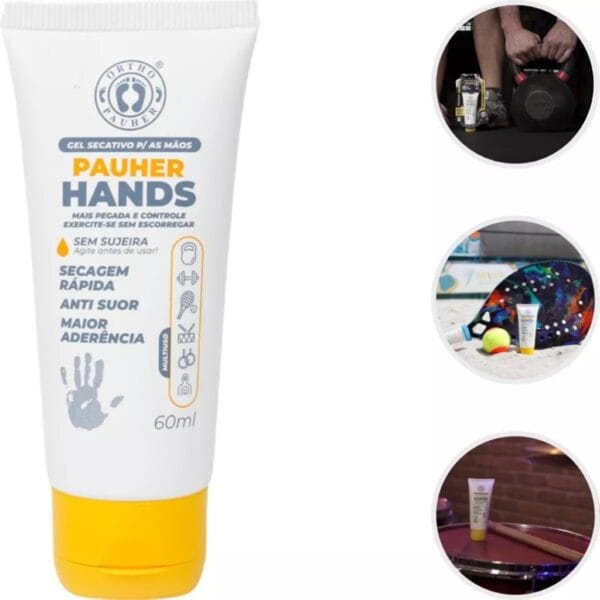 Gel Secativo Para Mãos Pauher Hands 60ml - Creme Anti Suor e Umidade para Pegada, Grip e Firmeza - Imagem 2