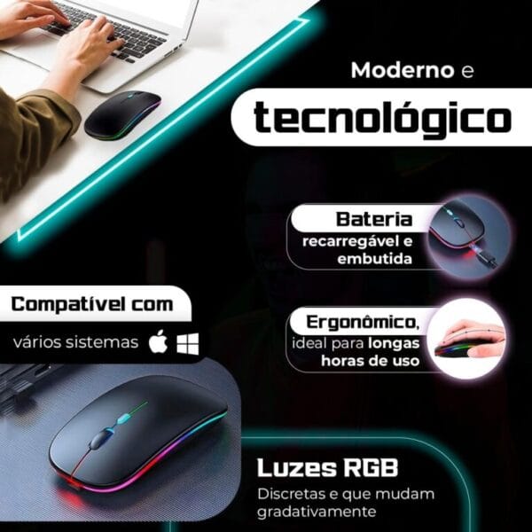 Mouse Ergonomico Rgb Sem Fio Ag-690 Altomex - Imagem 2