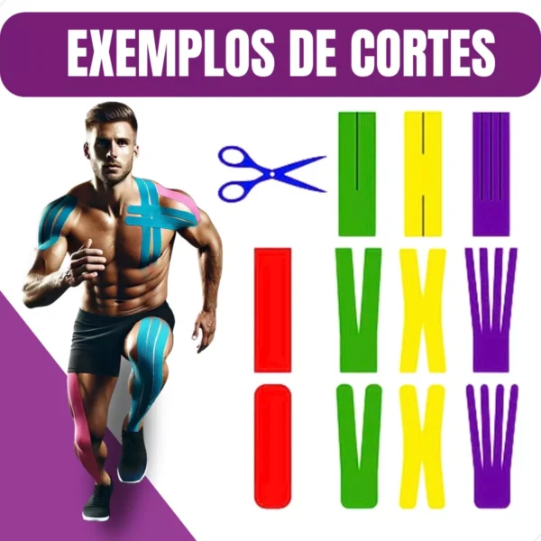 Kit 5un Kinesiology Tape Original Fisioterapia Bandagem Taping Elastica Adesiva - Imagem 4