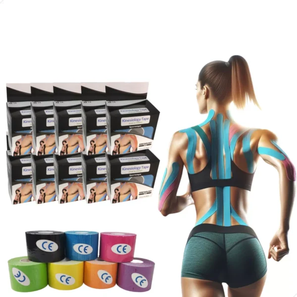 Kit 5un Kinesiology Tape Original Fisioterapia Bandagem Taping Elastica Adesiva - Imagem 3