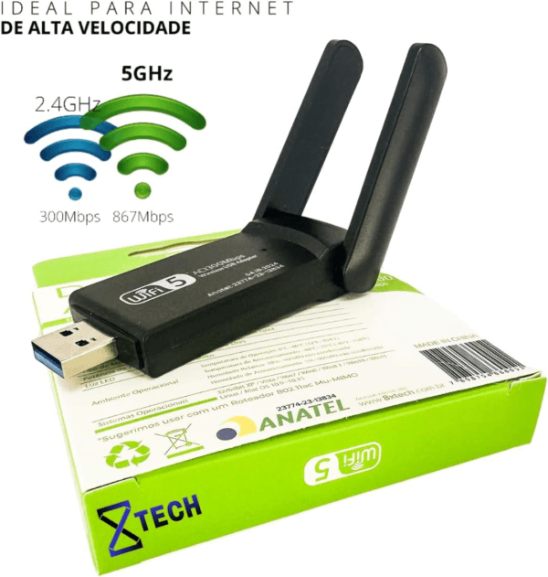 Adaptador Wifi Dual Band 2-4g 5g Usb 3.0 5ghz 1300 UAC27D - Imagem 4