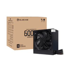FONTE DE ALIMENTACAO ATX PS/2 600W BIVOLT AUTOMATICO C/ CABO S/ CAIXA (BLU600-EAUT) - BLUECASE - PRETO