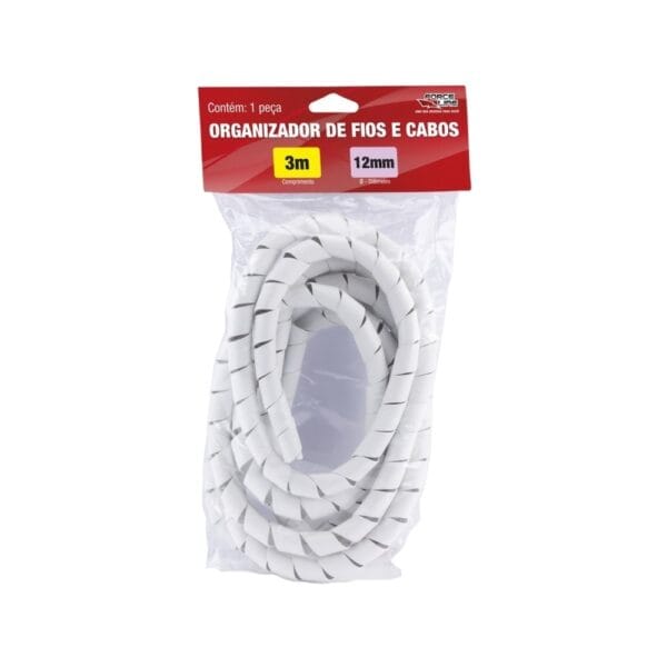 ORGANIZADOR DE CABOS ESPIRAL 12MMX1,1MM BRANCO 3,0M