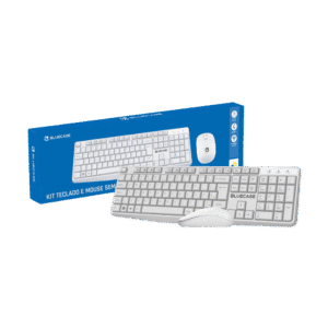 KIT TECLADO E MOUSE SEM FIO BRANCO BMTW01 BLUECASE - SEM FIO / PILHA / ABNT2