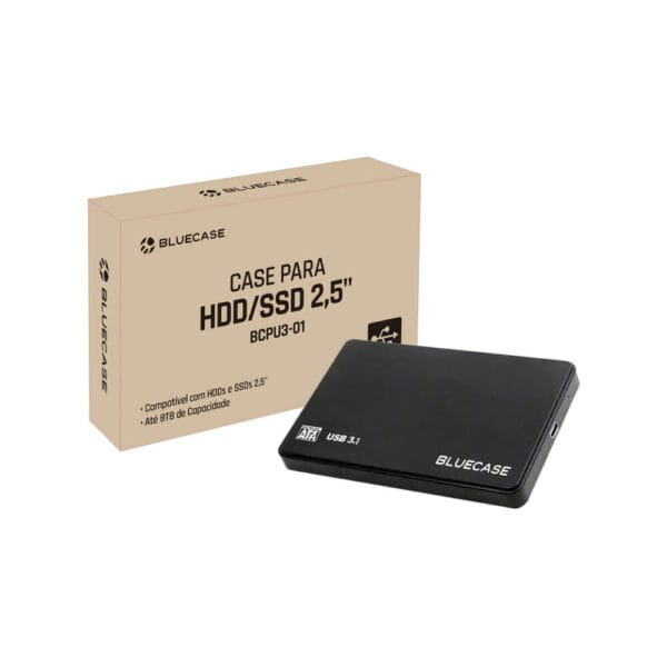 CASE PARA HD/SSD 2,5" PRETO SATA USB 3.0 BCPU3-01 - BLUECASE