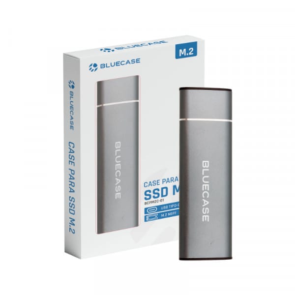 CASE PARA SSD M.2 NGFF SATA CINZA USB-C BCPM2C-01 - BLUECASE - 5GB/S