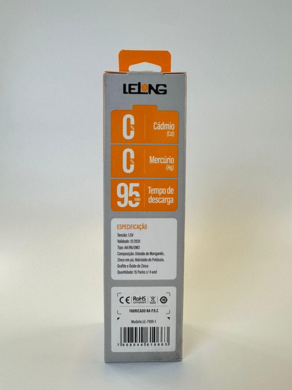 Pilha Carbono AA Tubo c/60 unid. LE-7999-1 - Lelong 1 PACK 4UN - Imagem 2