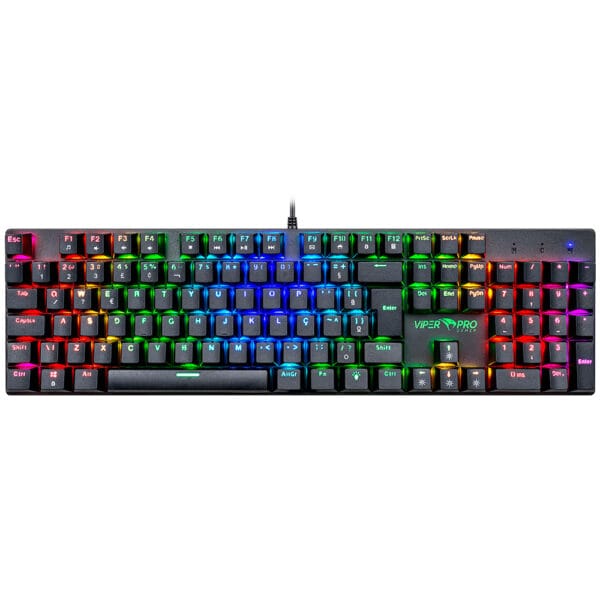TECLADO GAMER VIPER PRO MECANICO RED SWITCH MAMBA 416 PRETO/VERMELHO BIVOLT