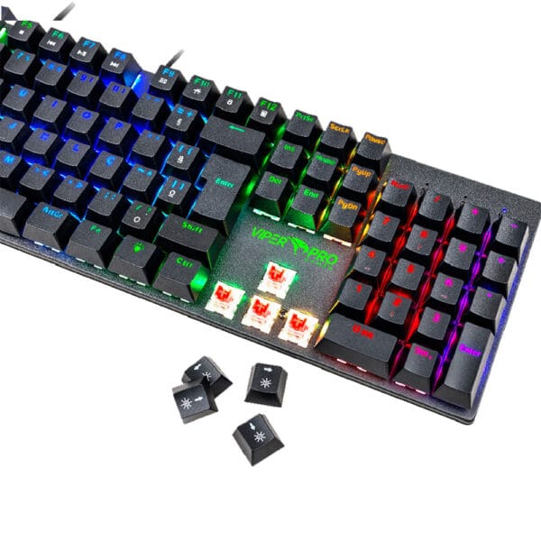 TECLADO GAMER VIPER PRO MECANICO RED SWITCH MAMBA 416 PRETO/VERMELHO BIVOLT - Imagem 3