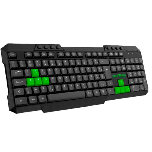 TECLADO GAMER VIPER PRO STANDARD PYTHON 407 PRETO/VERDE BIVOLT