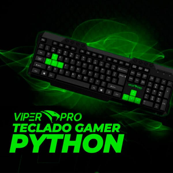 TECLADO GAMER VIPER PRO STANDARD PYTHON 407 PRETO/VERDE BIVOLT - Imagem 3