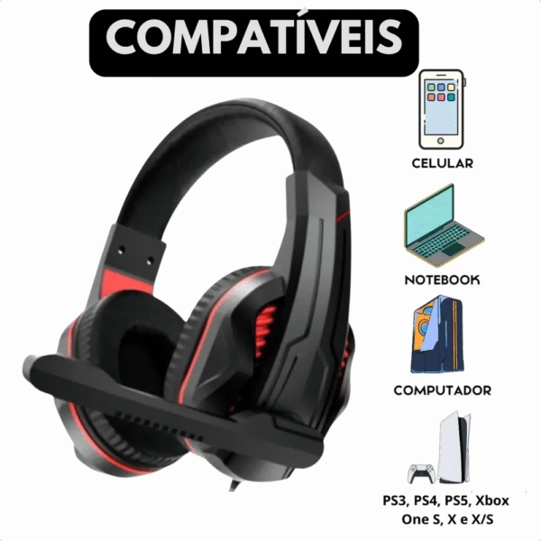 Headset Gamer Lehmox LEF-1211 P2 com Microfone - Imagem 2