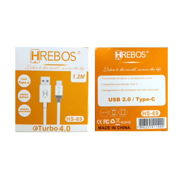 Cabo USB Turbo Type-C Herbos HS-69 1,2m 3.1A - Imagem 4