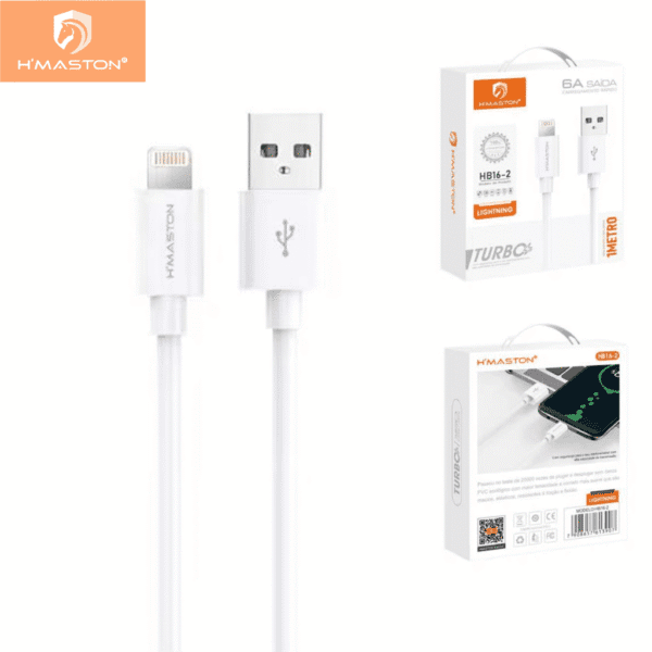 Cabo USB H’maston HB16-CC Tipo-C 1m Branco