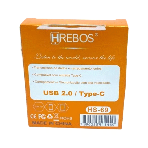 Cabo USB Turbo Type-C Herbos HS-69 1,2m 3.1A - Imagem 3