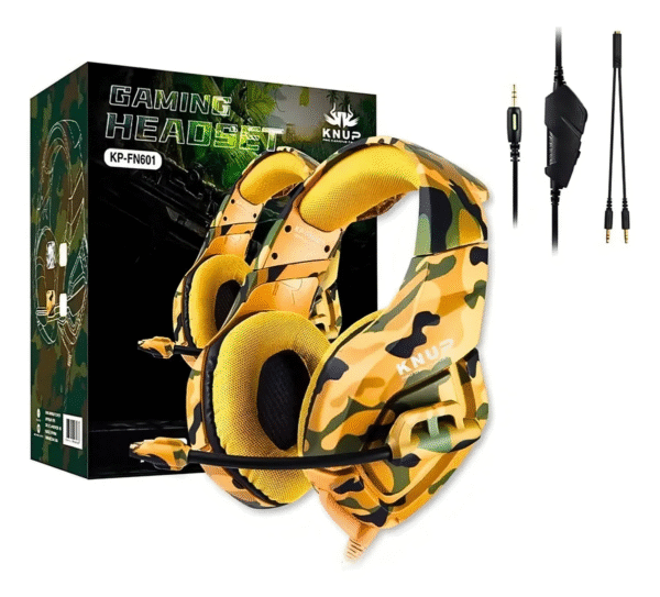 Headset Gamer Camuflado Knup KP-FN601 com Microfone