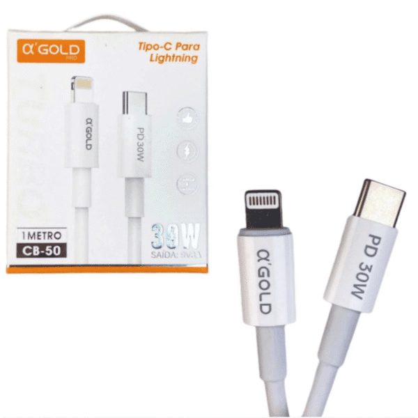 Cabo USB-C para Lightning Gold Pro CB-50 30W 1m