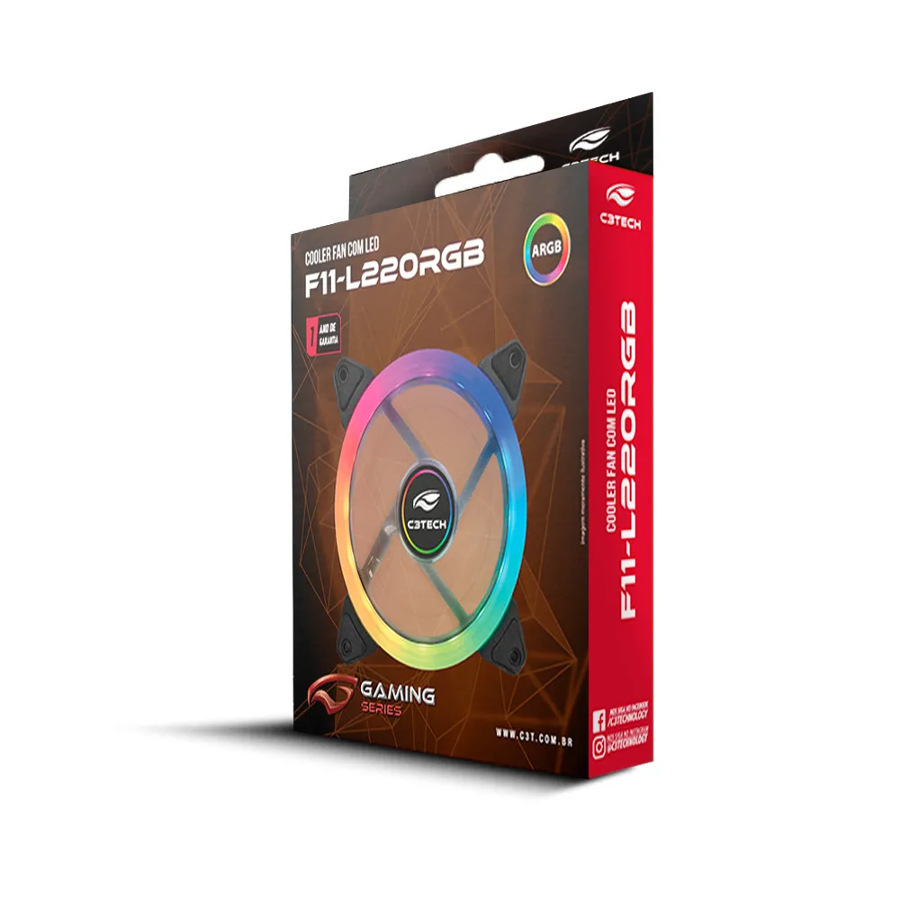 Cooler Fan C3Tech F11-L220RGB 120mm ARGB - Imagem 3
