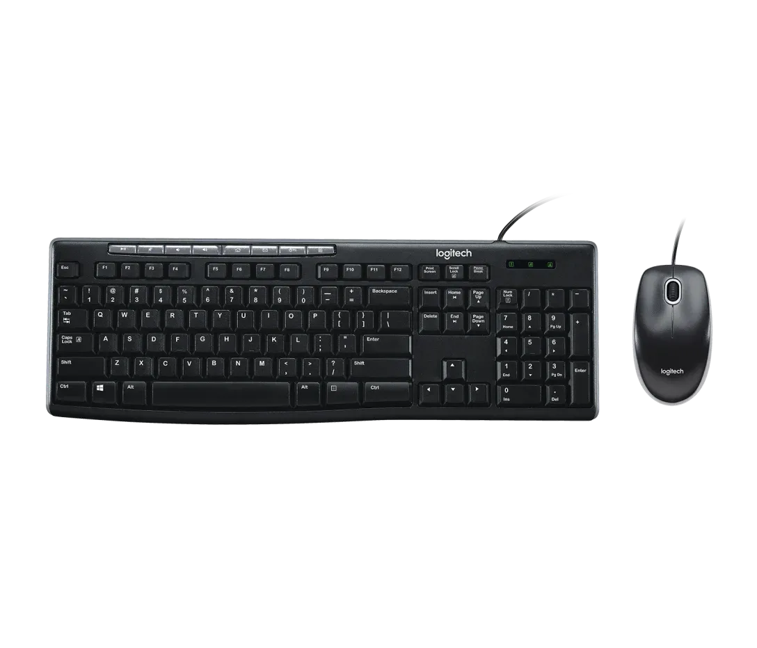 Kit Teclado e Mouse Logitech USB com Teclas Multimídia
