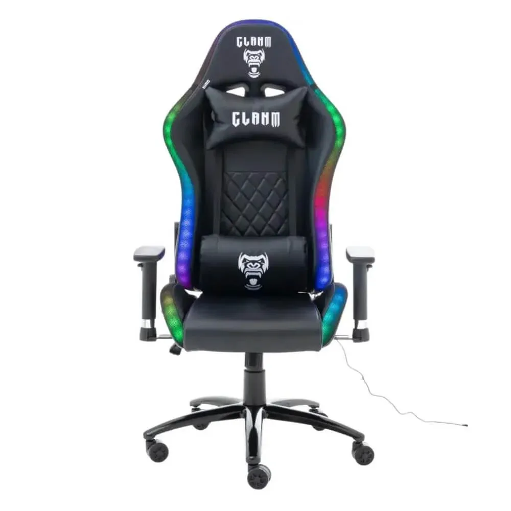 Cadeira Gamer CLANM King Black RGB Ergonômica Reclinável