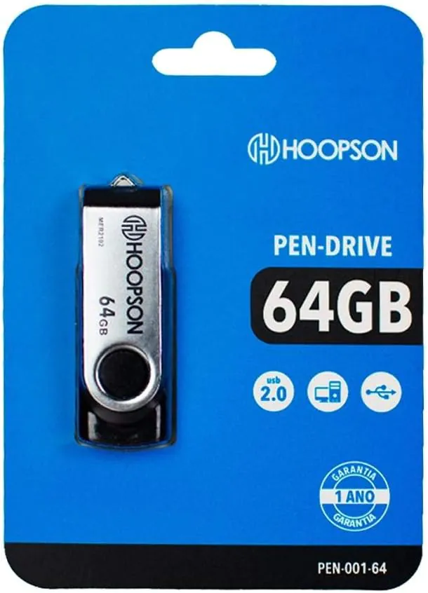 PEN DRIVE USB 2.0 – ARMAZENAMENTO PRÁTICO E CONFIÁVEL TAMANHO:64GB