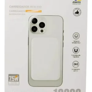 POWERBANK MAGNÉTICO 10000MAH CARREGAMENTO RÁPIDO E PORTÁTIL - A'GOLD - BTE-07