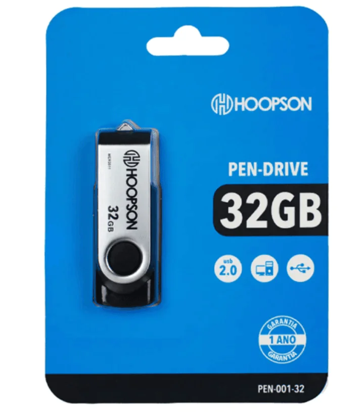 PEN DRIVE USB 2.0 – ARMAZENAMENTO PRÁTICO E CONFIÁVEL: TAMANHO 32GB
