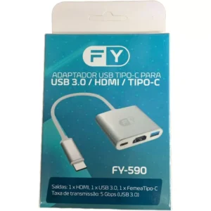 ADAPTADOR CONVERSOR USB 3.0 TIPO C PARA HDMI 4K 3 EM 1 - FY-590