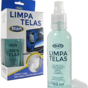 LIMPA TELAS START 120ML + PANO MICROFIBRA – HIGIENIZAÇÃO E PROTEÇÃO PARA ELETRÔNICOS