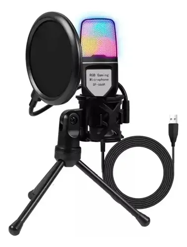 MICROFONE USB RGB CONDENSADOR GAMING SF-666R – HOOPSON