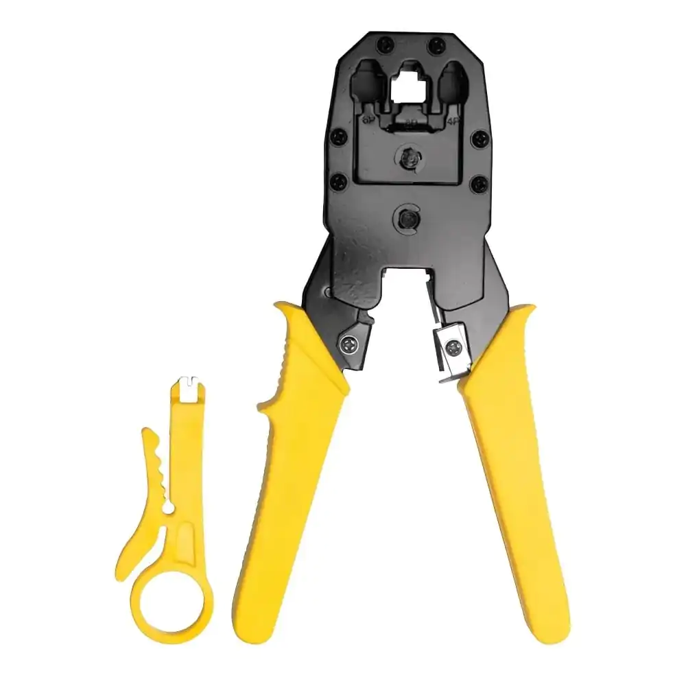 ALICATE CRIMPAR, CORTAR E DECAPAR CABOS DE REDE RJ11/RJ12/RJ45 – PROFISSIONAL