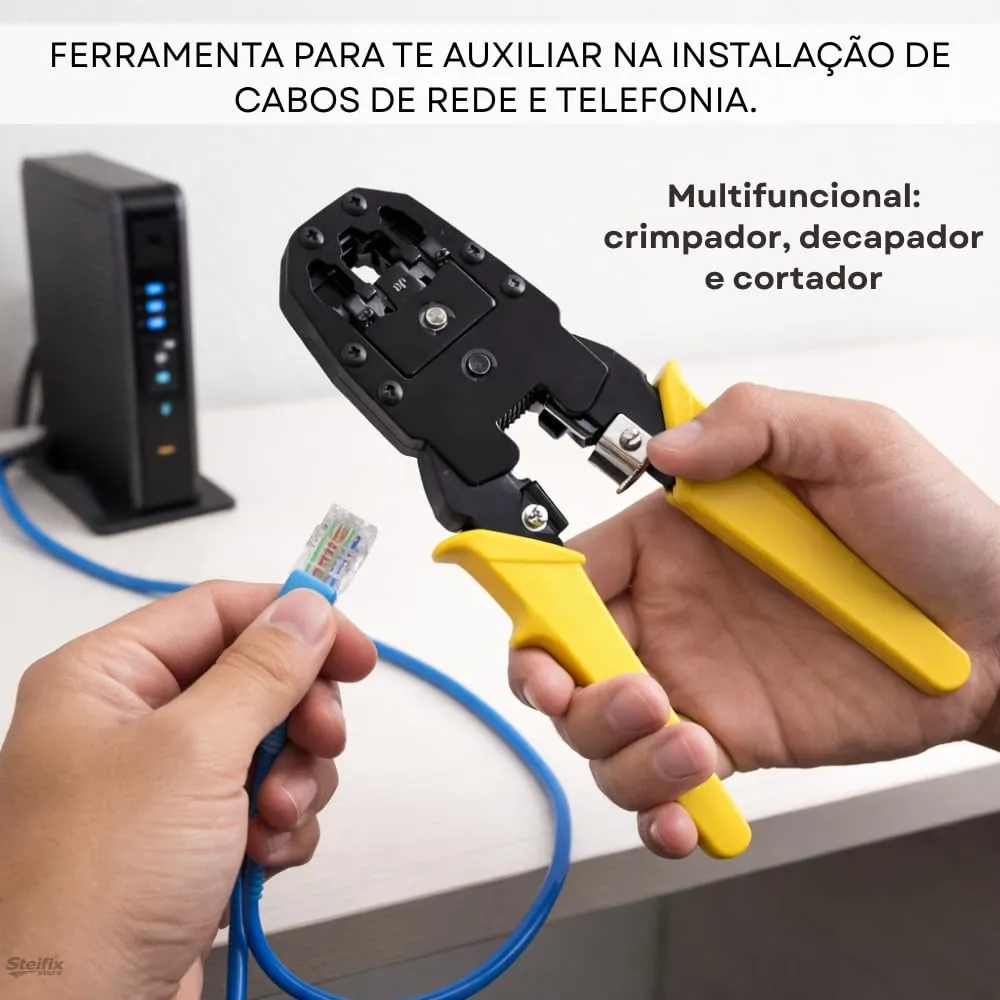 ALICATE CRIMPAR, CORTAR E DECAPAR CABOS DE REDE RJ11/RJ12/RJ45 – PROFISSIONAL - Imagem 2