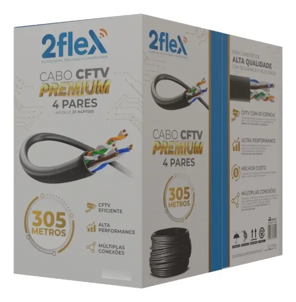 CABO CFTV 4 PARES 305M PREMIUM ALTA QUALIDADE - Imagem 2