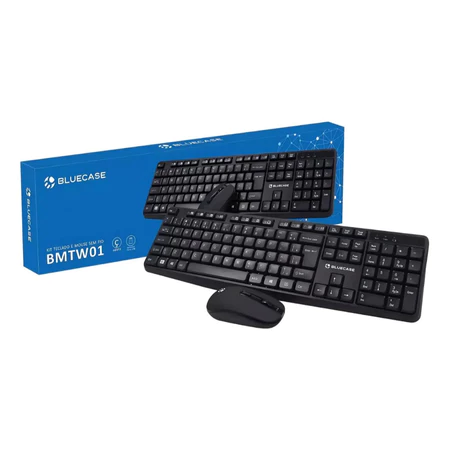 KIT TECLADO E MOUSE SEM FIO PRETO BLUECASE ABNT2