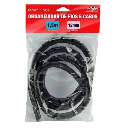 ORGANIZADOR DE CABOS ESPIRAL 12MMX1,1MM PRETO 1,5M
